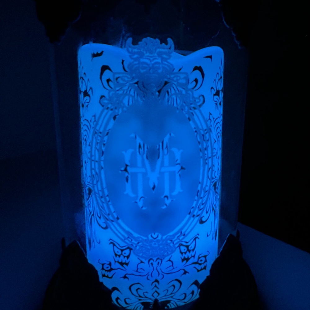 Disney Haunted Mansion Bat Hurricane Candle Holder - Color Changing - Picture 10 of 11
